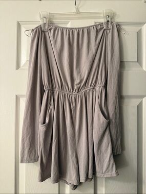 lavender field Off-Shoulder Long Sleeve Romper in Light Lavender Gray